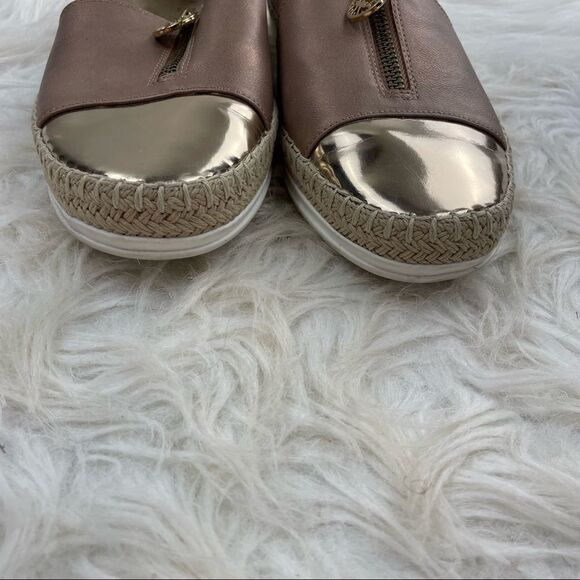 Anne Klein Zetta Espadrille Zip Up Metallic Flats - Picture 4 of 9